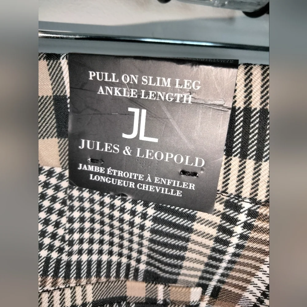 Jules & Leopold (Size L) Multicolored Plaid Slim Pull-on Ankle Pants (NEW-NWT)